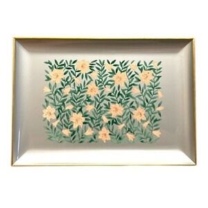 Serenade Otagiri Japan 8.5"x5.75" Vintage Lacquerware Tray Floral Peach Elegance